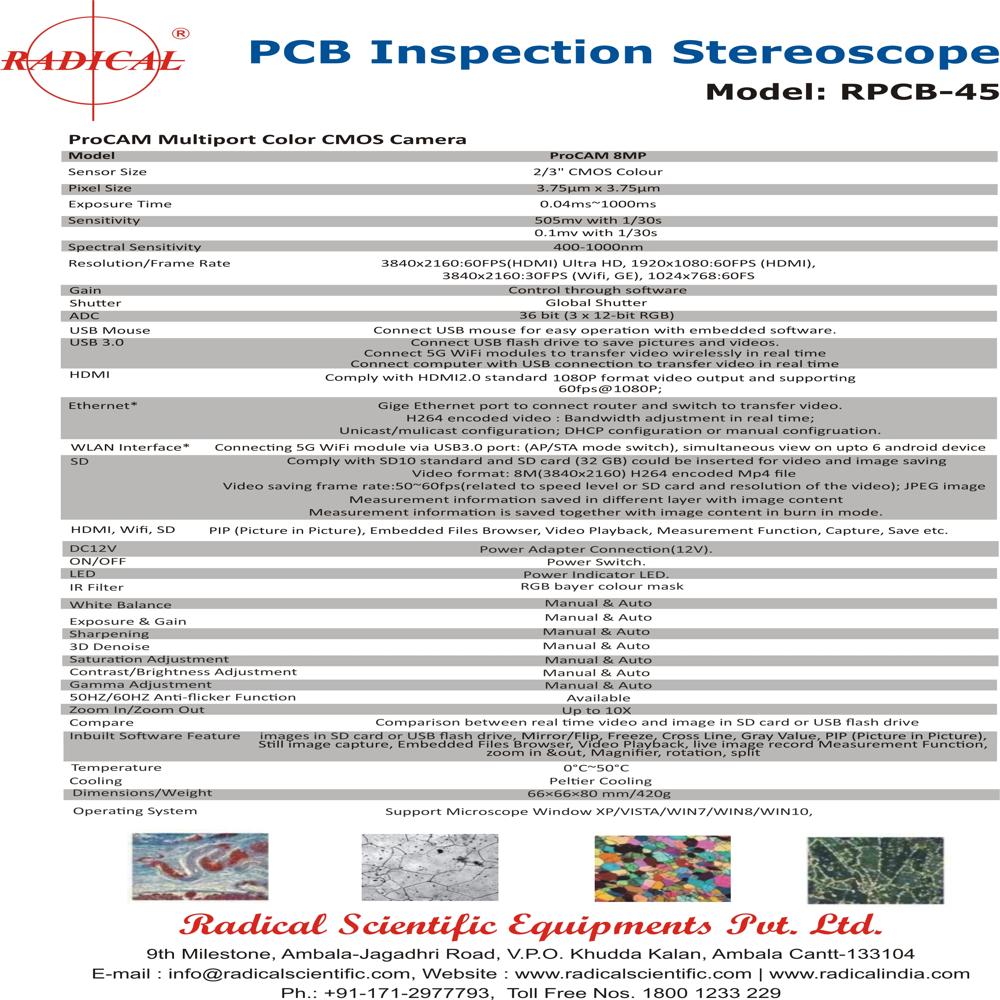 Pcb Inspection Video Stereoscope Microscope Rpcb-45 - Coarse Adjustment Range: Na