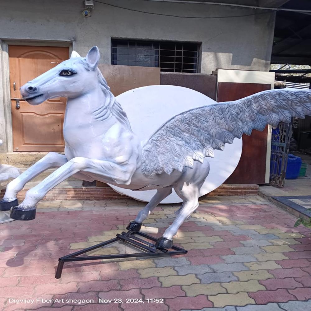 Fiber Unicorn Statue - Color: White