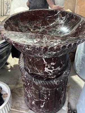 Rosso pedstal Marble washbasin