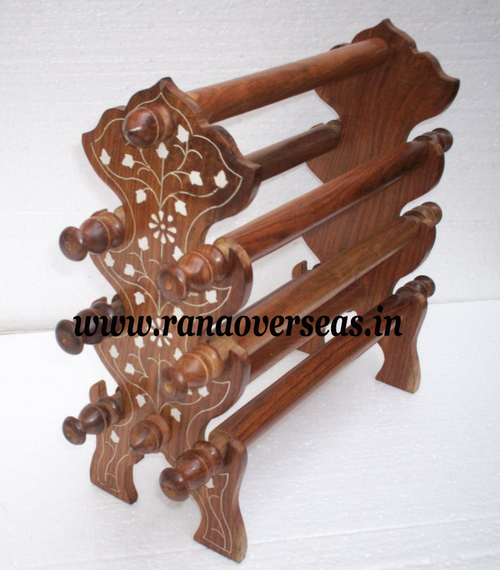 Polished Wooden Bangle Stand In Beautiful Inlay Work