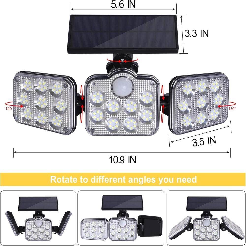 3 Head Adjustable Solar Security Light