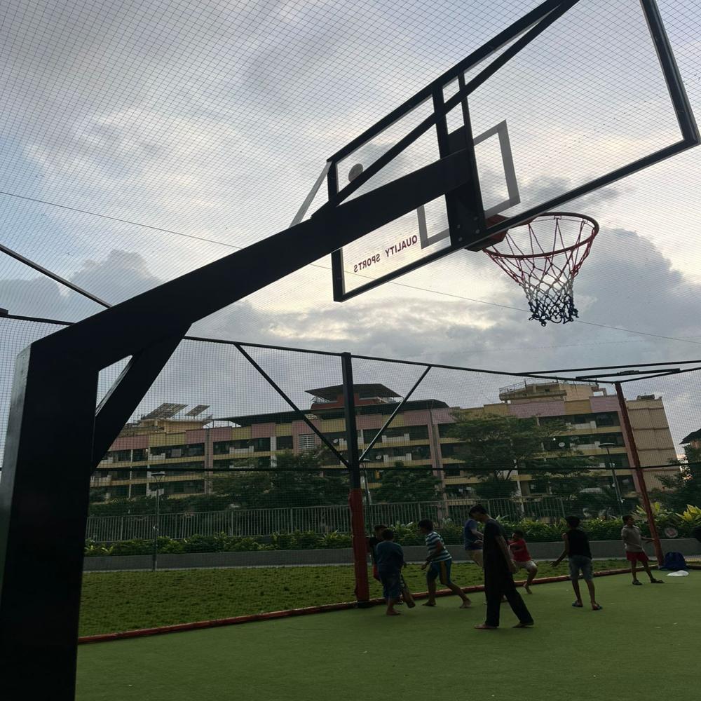 Basketball Pole - Heavy-duty Ms/gi Pipe, 8-10 Feet Adjustable Height, Black Orange | Standard Acrylic Backboard, Portable Options, Weatherproof Nylon Net, Dunking Ring