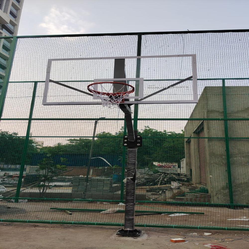 Basketball Pole - Heavy-duty Ms/gi Pipe, 8-10 Feet Adjustable Height, Black Orange | Standard Acrylic Backboard, Portable Options, Weatherproof Nylon Net, Dunking Ring