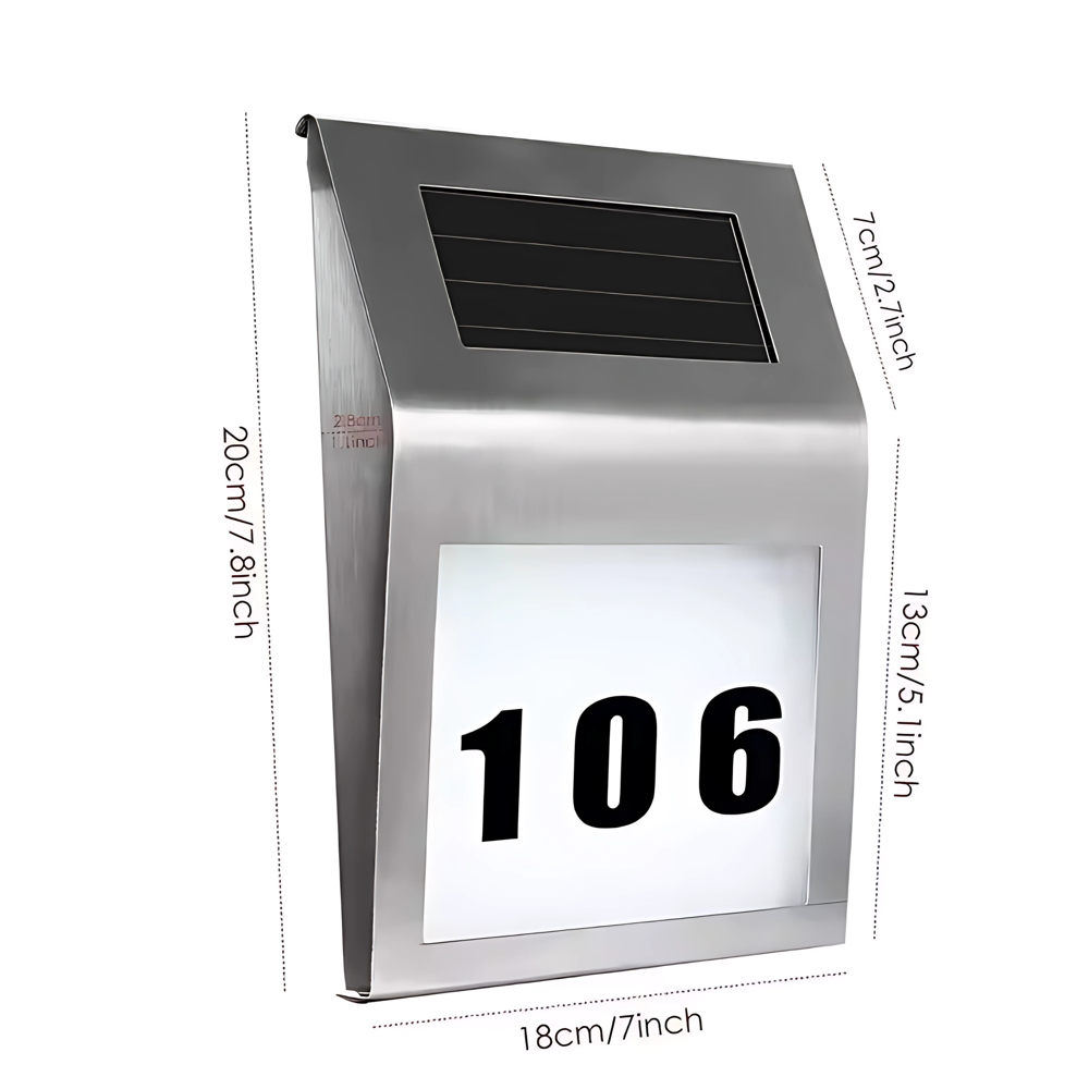 Solar-Powered LED House Number Light