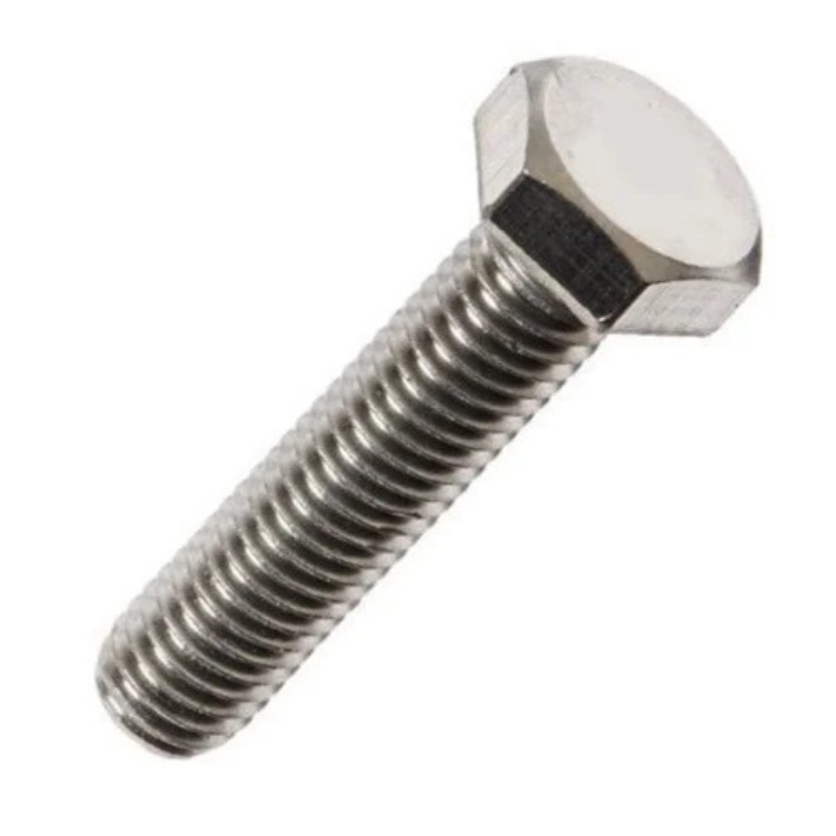 S S Bolt - Stainless Steel SS304, 8mm x 3 Inch, Silver | Full Thread, Hex Head, Polished Finish, Corrosion Resistant, ISI Standard