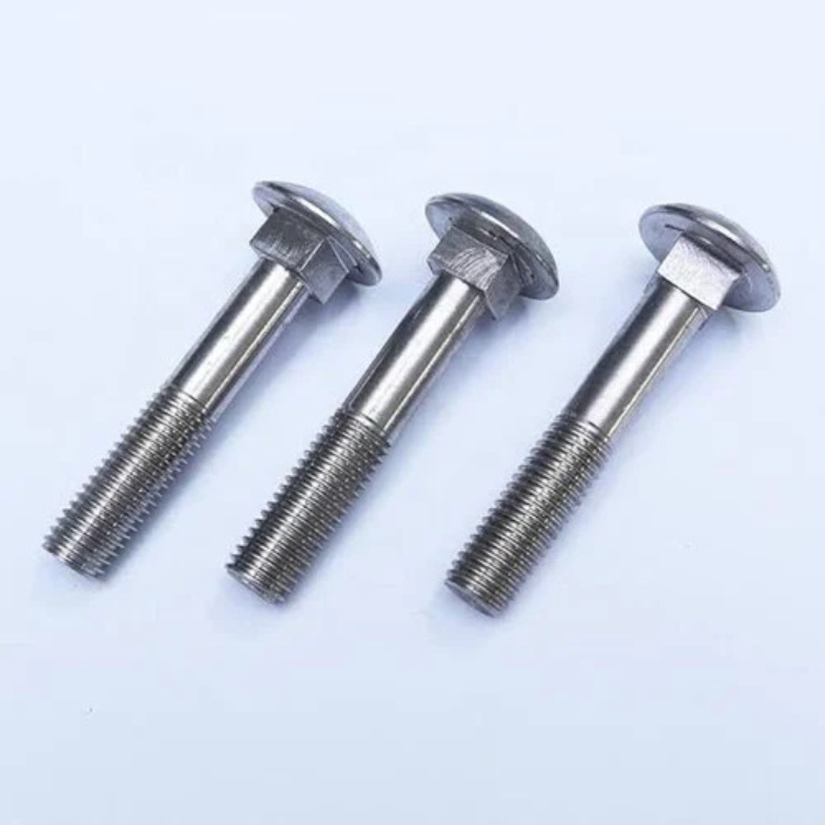 MS Carriage Bolts - Mild Steel, 3/8 to 3/4 Inch, Grey/Silver/Metallic Grey, Partial Thread, Round Head