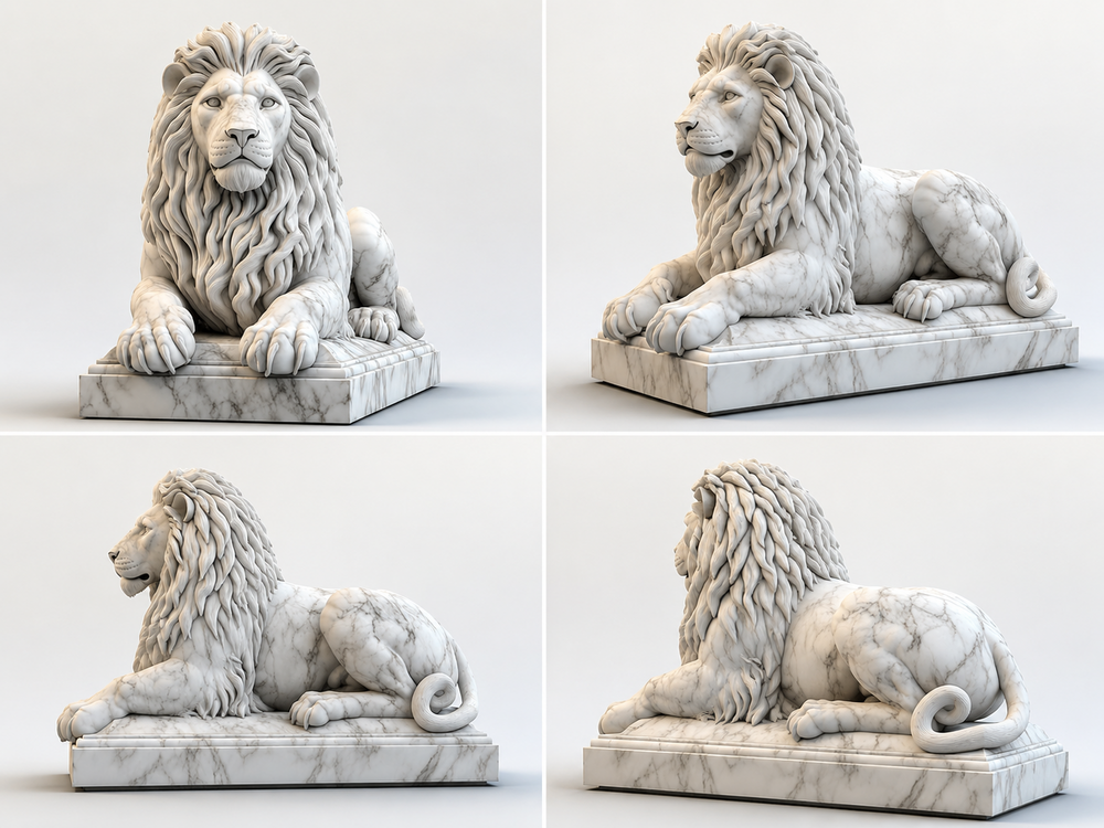 Fiber Animal Statue - Color: White