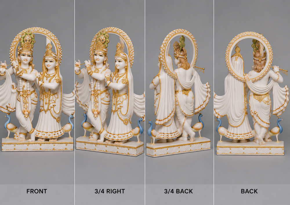 Marble Radha Krishna Statue - Design Type: Traditional