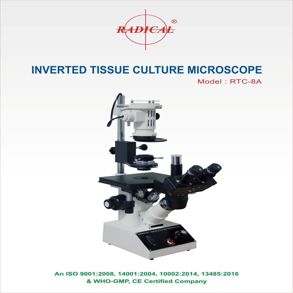 Binocular Inverted Tissue Culture Microscope - Die Casting, 165mm X 180mm Co-axial Stage, Off White Color, 400x To 600x Magnification, Koehler Illumination, Trinocular Head For Enhanced Viewing | Ideal For Cancer Research And Microbiology