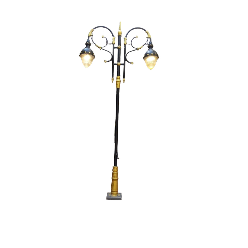 4 Mtr Cast Iron Pole With Double Arm Bracket And Light - Features: Weatherproof