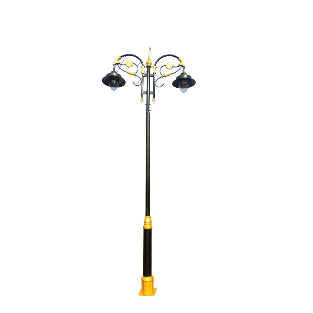 4 Mtr Decorative Pole With Double Arm And Light - Color: Black