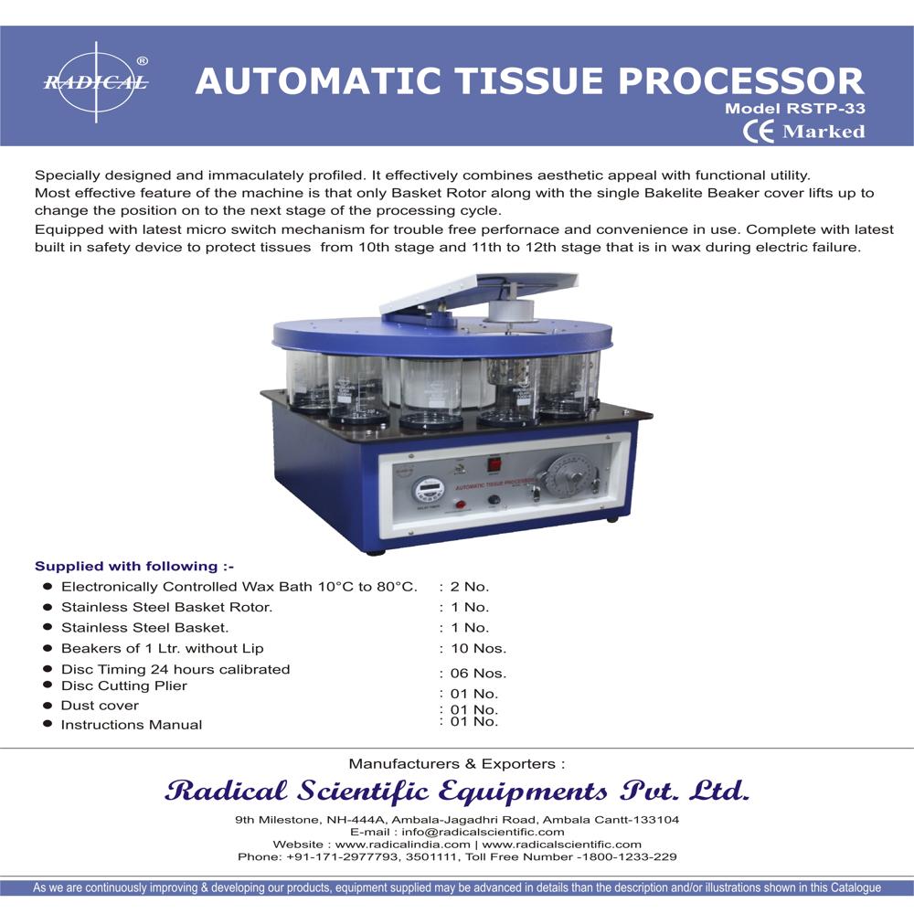 Automatic Tissue Processor Model Rstp-33 - Application: Pathological
