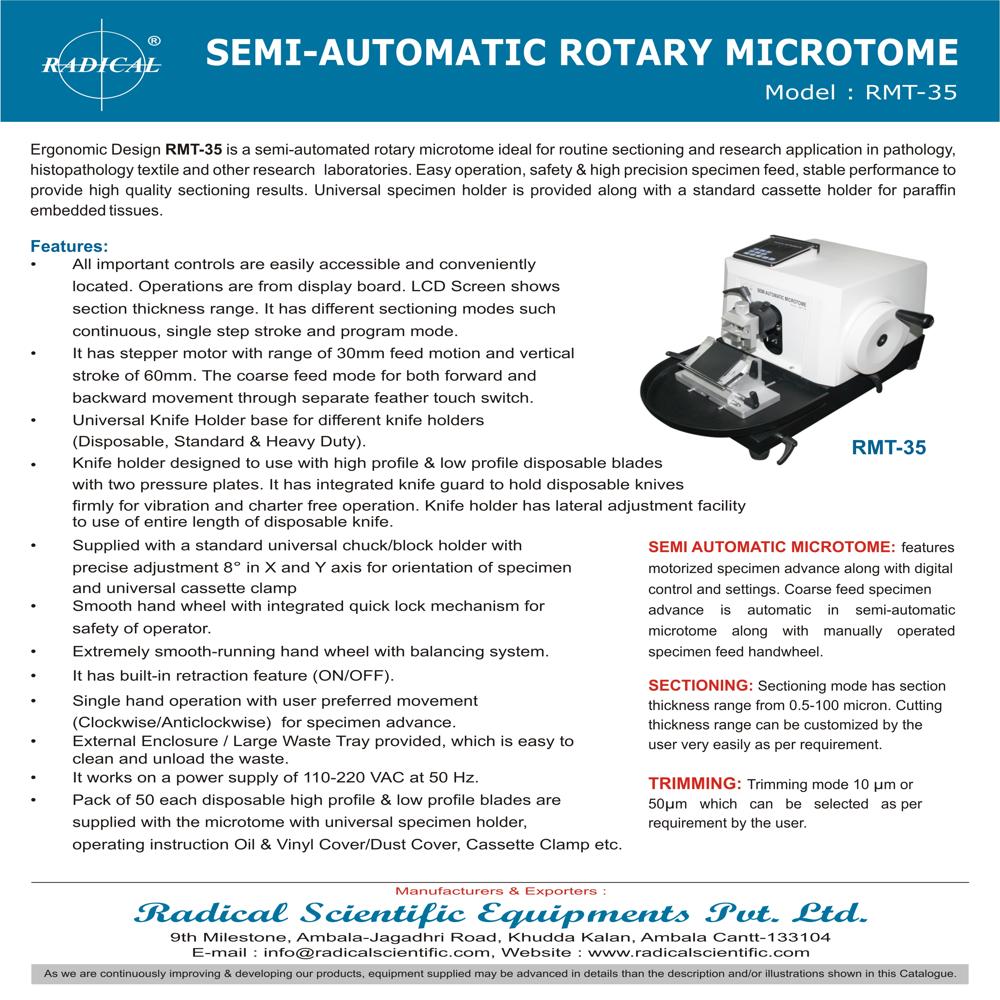SEMI AUTOMATIC ROTARY MICROTOME RMT-35