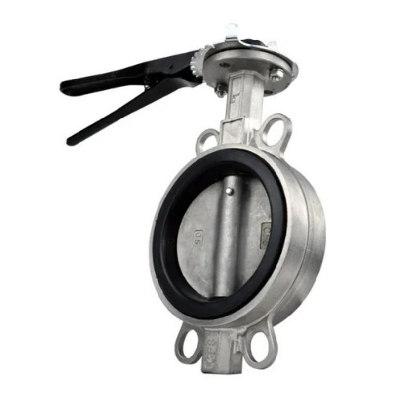 Wafer Butterfly Valve - Stainless Steel, Customized Port Size, Medium Pressure | Polished Silver Finish, Designed for Water Media