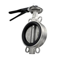 Wafer Butterfly Valve - Stainless Steel, Customized Port Size, Medium Pressure | Polished Silver Finish, Designed For Water Media