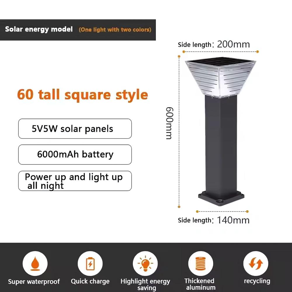 Modern Solar Garden Bollard Light