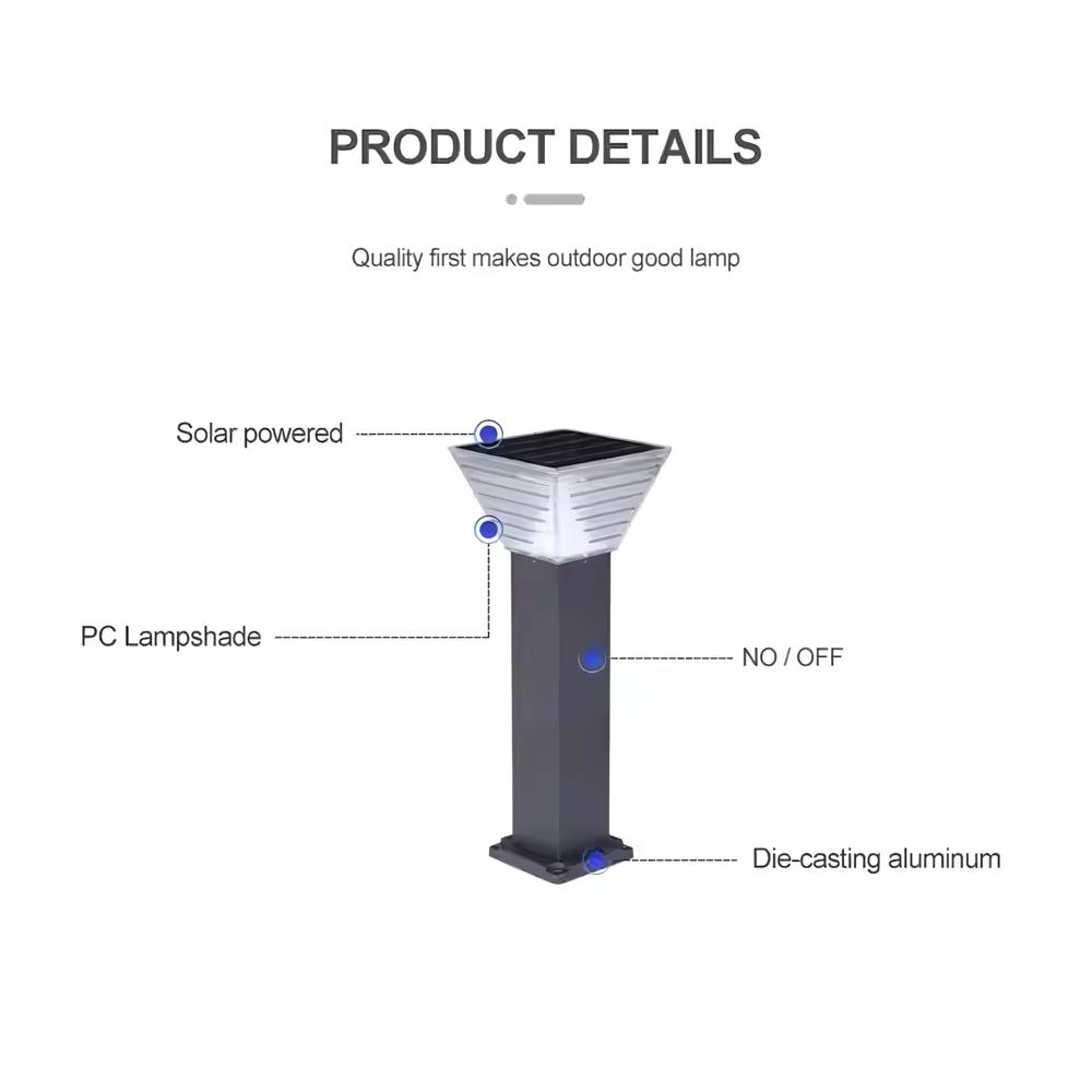 Modern Solar Garden Bollard Light