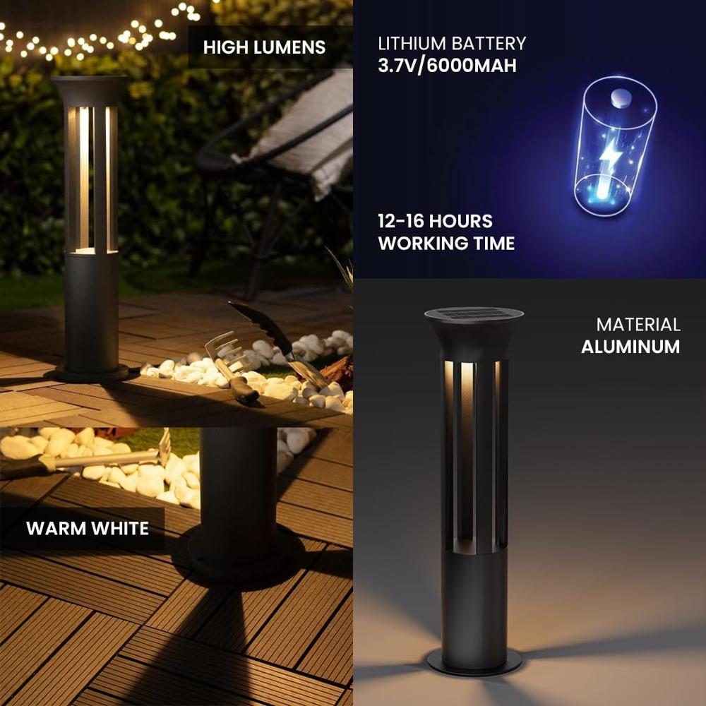 Solar-Powered Round Bollard Lawn Waterproof Light