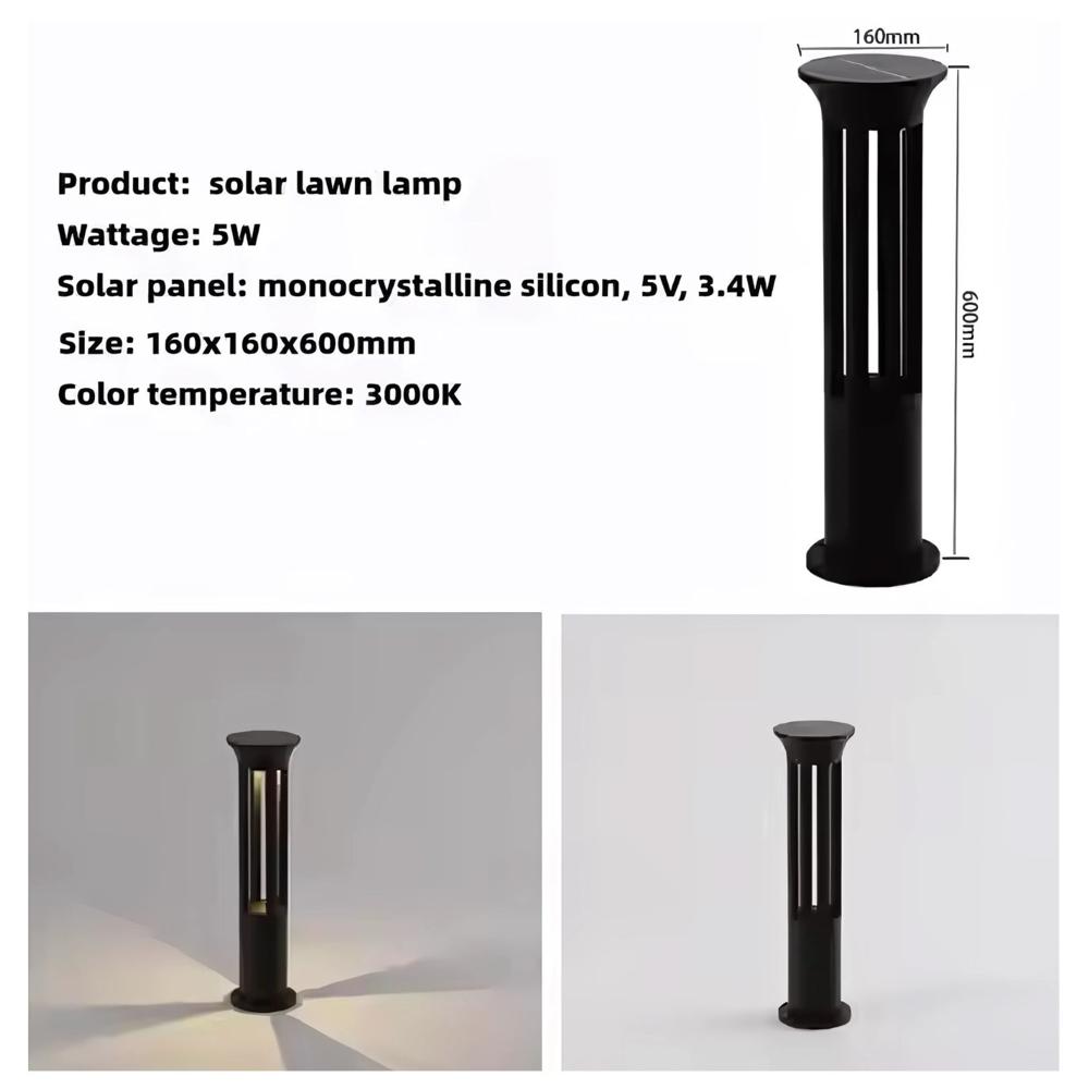 Solar-Powered Round Bollard Lawn Waterproof Light