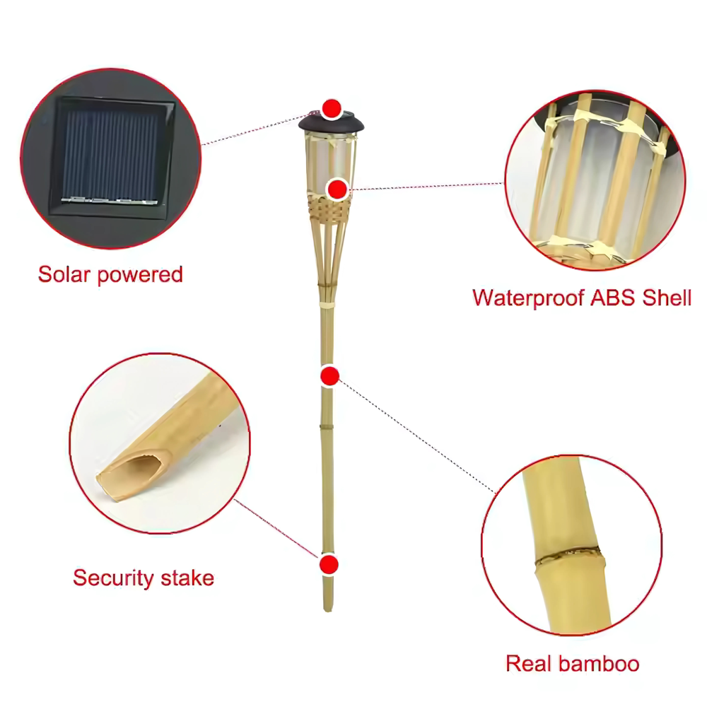 Solar Bamboo Tiki Torch Light