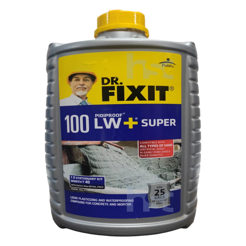 Dr Fixir Lw Plus Super - Liquid Admixture, 100% Pure, Waterproofing For Rcc Slab, Mortar, & Plaster | Enhances Workability, Reduces Shrinkage Cracks
