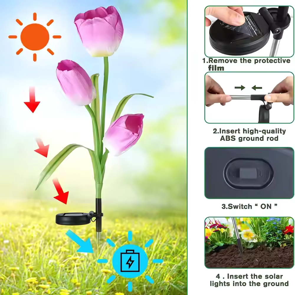 Solar LED Tulip Flower Garden Light