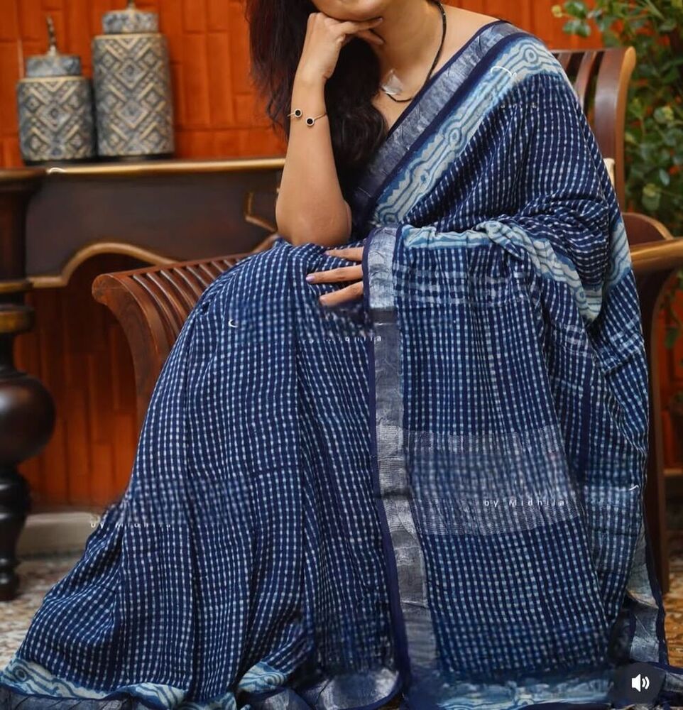 SOFT LINEN PRINT SAREE