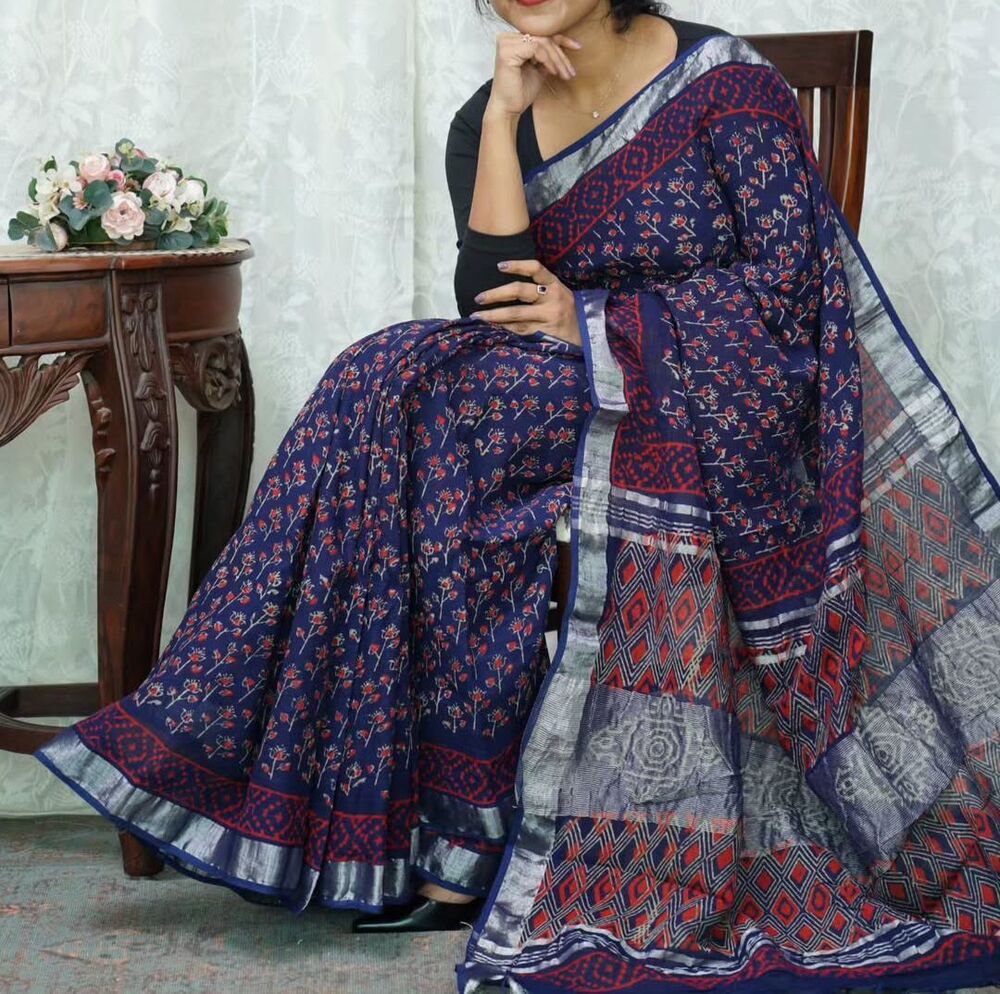 SOFT LINEN PRINT SAREE