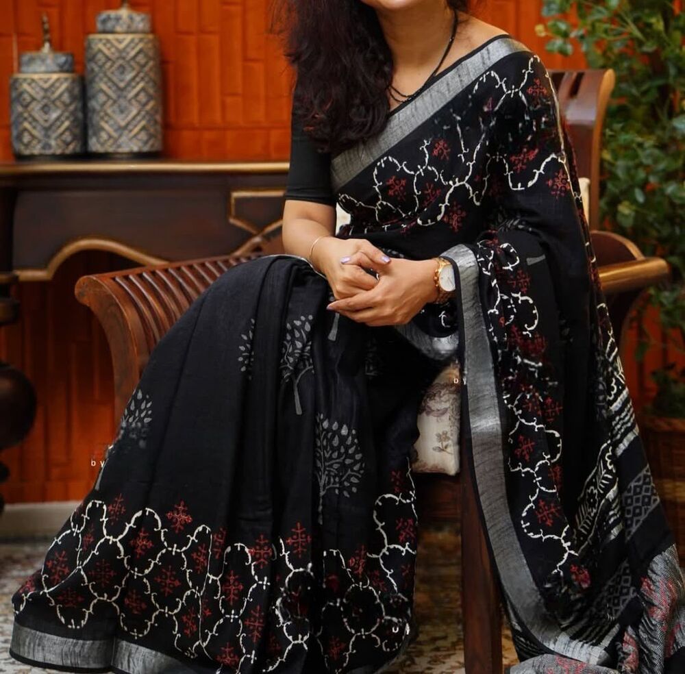 SOFT LINEN PRINT SAREE