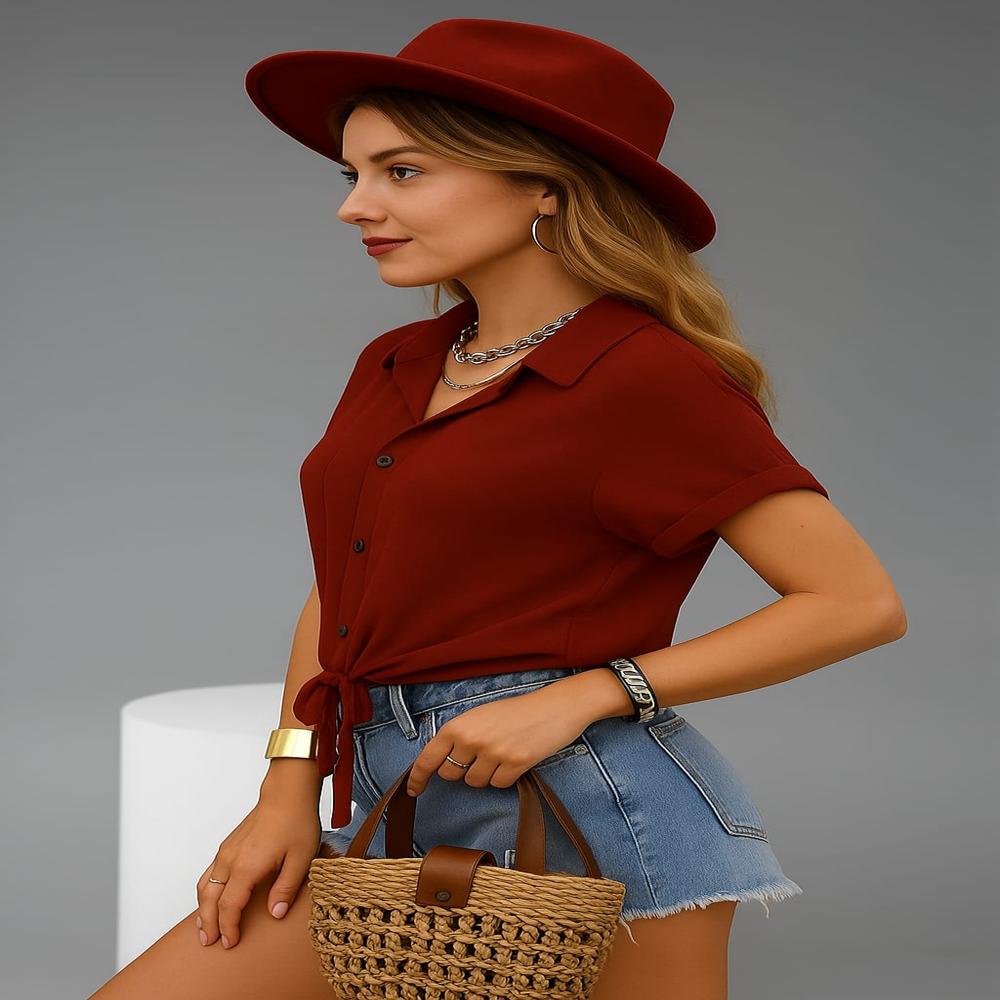 Woman Beautiful Red Top