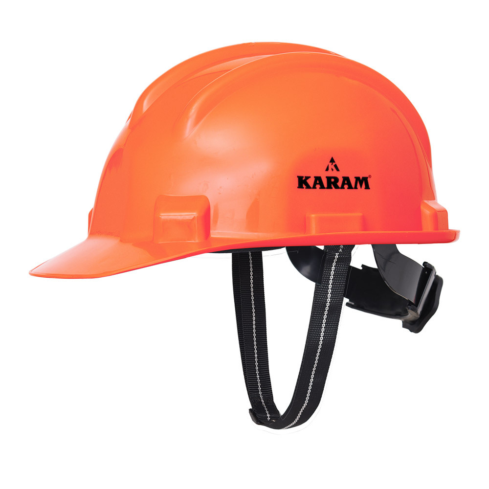Safety Helmet With Protective Peak With Ratchet Type Adjustment - Color: Orange