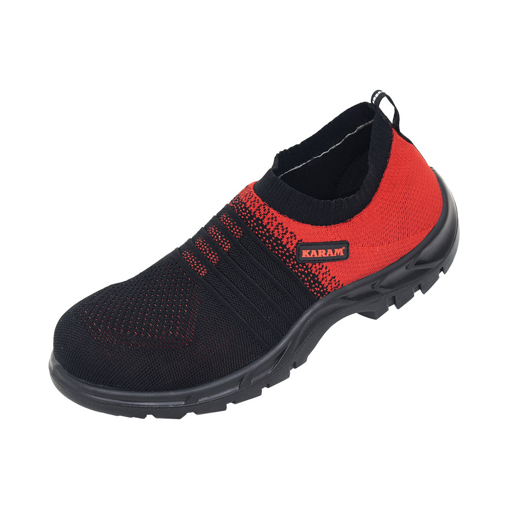 Flytex Red And Black Sporty Slip-On Safety Shoes - Features: Durable