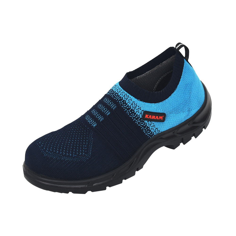 Flytex Navy Blue And Sky Blue Sporty Slip-On Safety Shoes - Color: Black