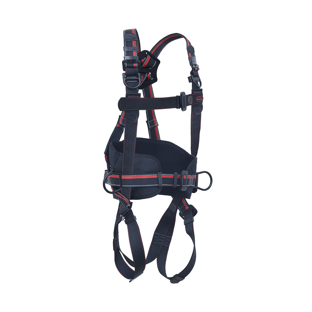 Tower Climbing Harness With 4 Adjustment And 3 Attachment Points - Color: Black