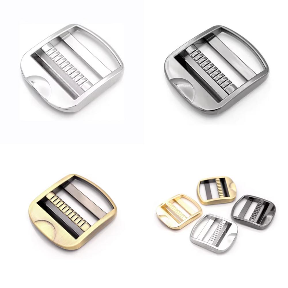 Heavy-duty metal zinc alloy trapezoidal buckle adjuster, webbing release buckle, triple-slider tension lock, suitable for backpacks