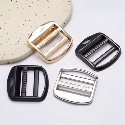 Heavy-duty metal zinc alloy trapezoidal buckle adjuster, webbing release buckle, triple-slider tension lock, suitable for backpacks
