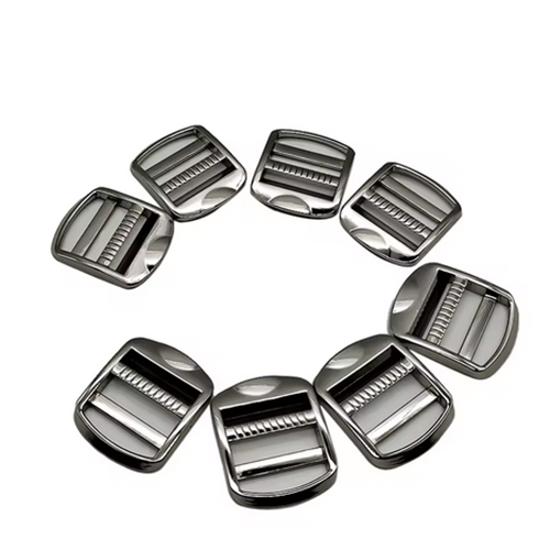 Heavy-duty metal zinc alloy trapezoidal buckle adjuster, webbing release buckle, triple-slider tension lock, suitable for backpacks