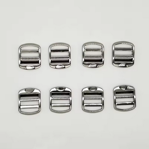 Heavy-duty metal zinc alloy trapezoidal buckle adjuster, webbing release buckle, triple-slider tension lock, suitable for backpacks