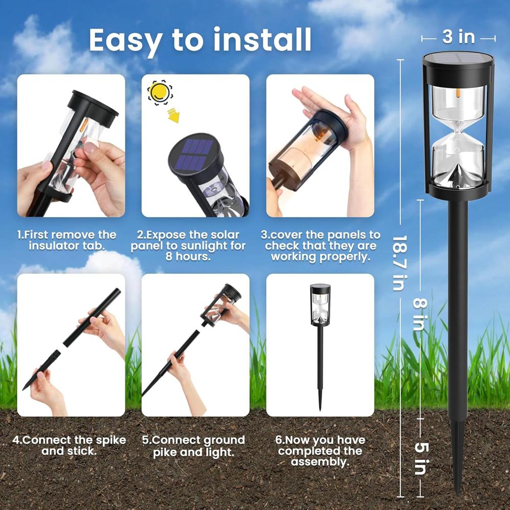 Solar Hourglass Path Light - Color: Warm Yellow