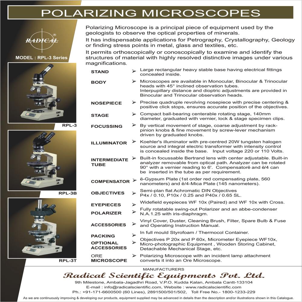 Trinocular Polarising Microscope Rpl-3t - Application: Study Of Rock And Minerals