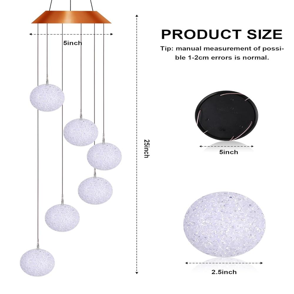Solar Crystal Ball Wind Chime Spiral Spinner Hanging Light with Color