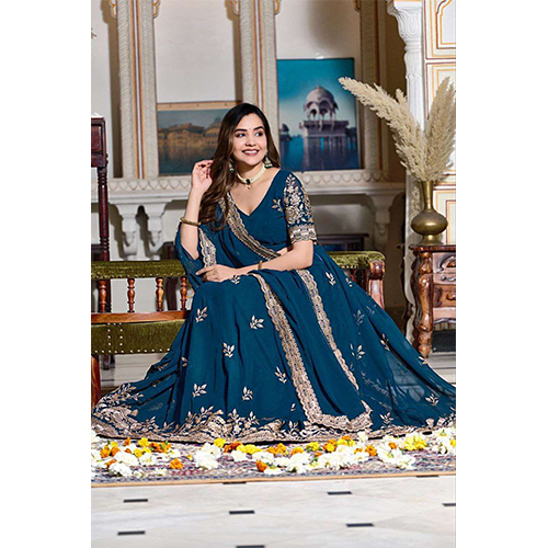 Womens Embroidered Lehenga Choli With Net Dupatta - Design: Plain