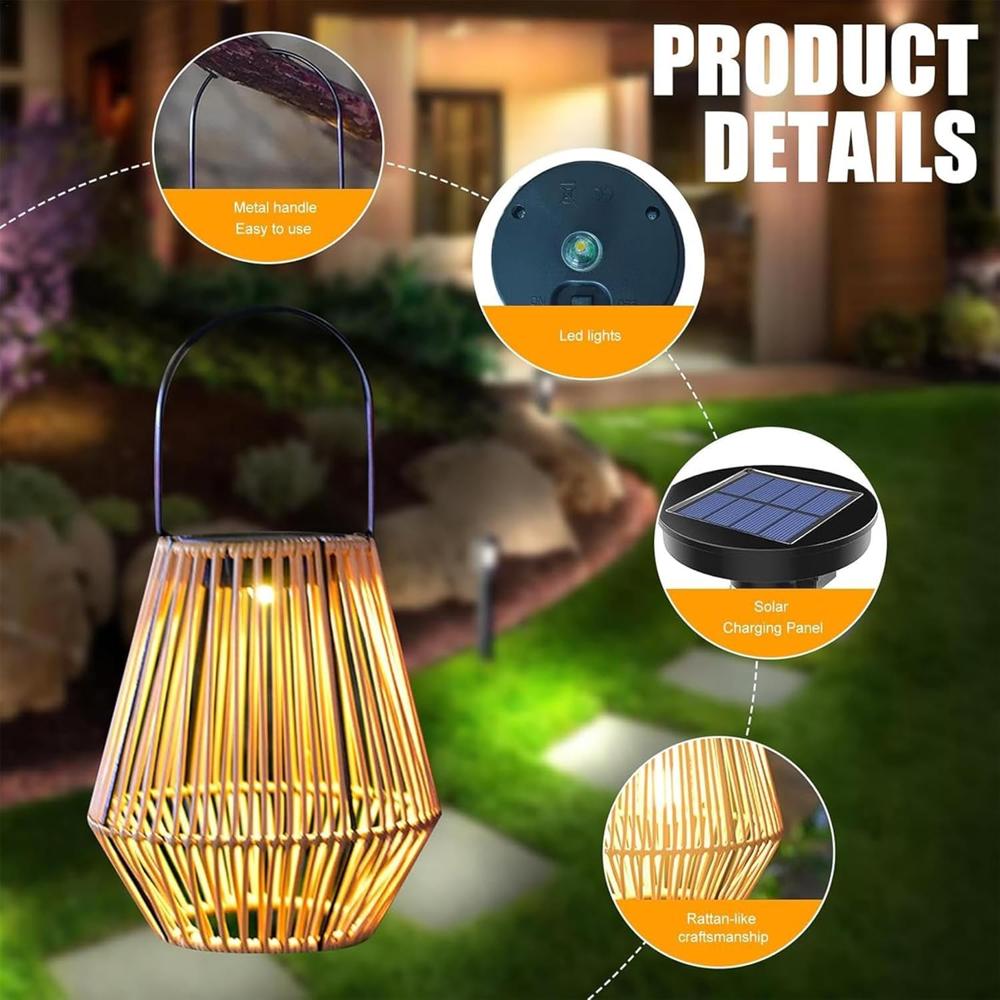 Solar Rattan Bamboo Lamp
