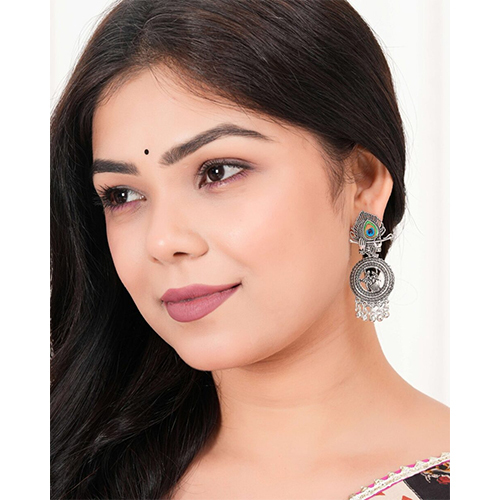Earrings For Women Az838-Oxidised Traditional Radha Krishna - Color: Silver