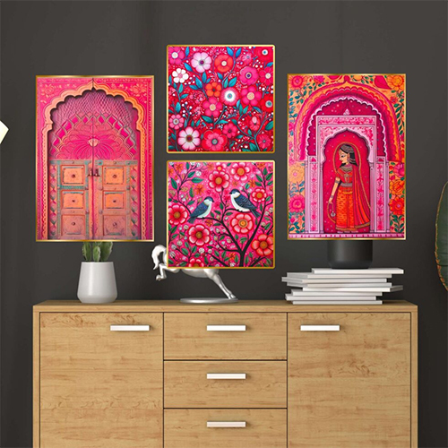 13A 10 Inch Ch-Gd4-1 Set Of Four Wall Paintings - Color: Multi Color