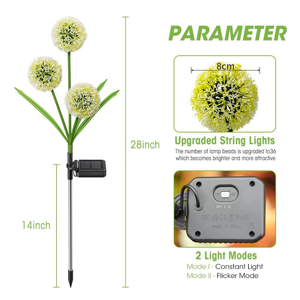3 Head RGB Dandelion Flower Solar Garden Light