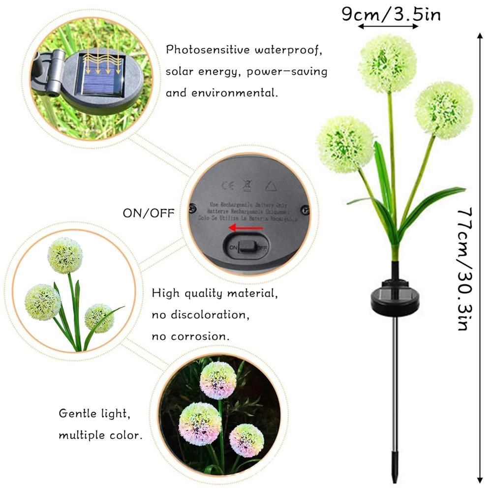 3 Head RGB Dandelion Flower Solar Garden Light