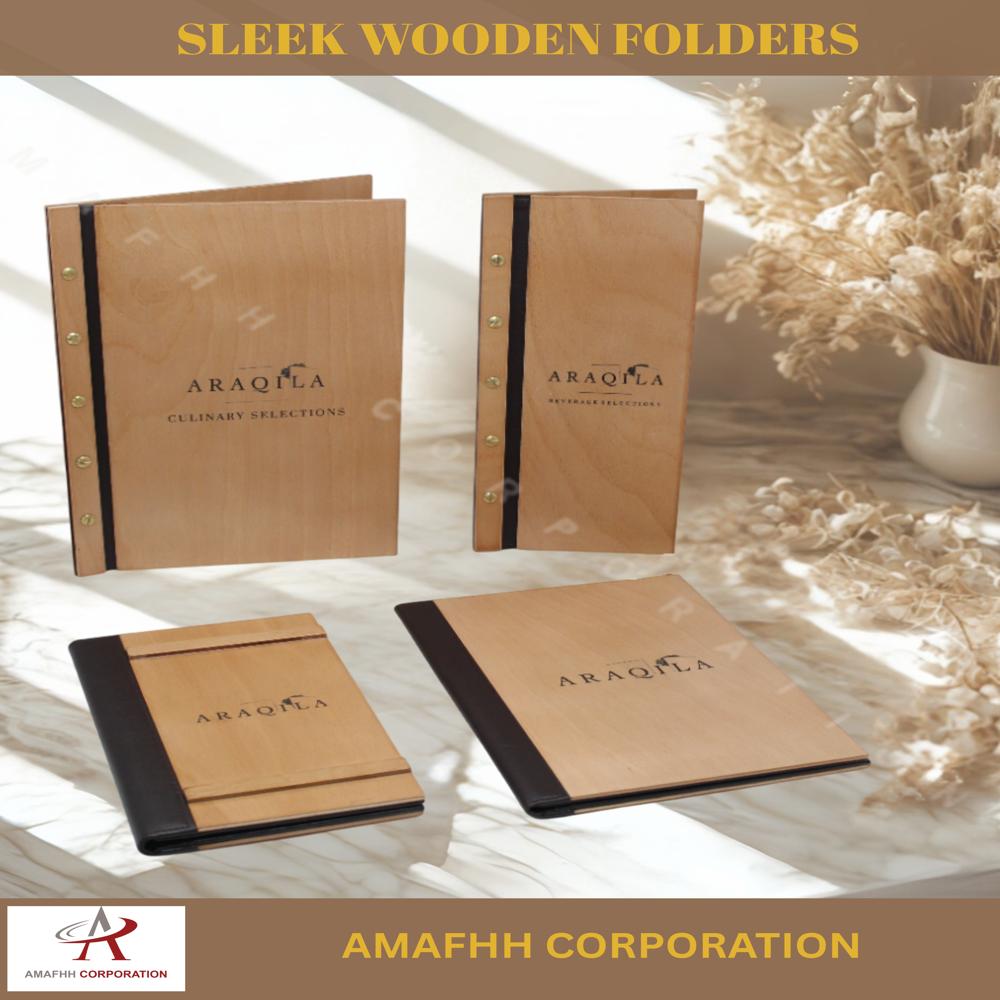 Wooden Beverage Folder - Size: 10"x6.50"