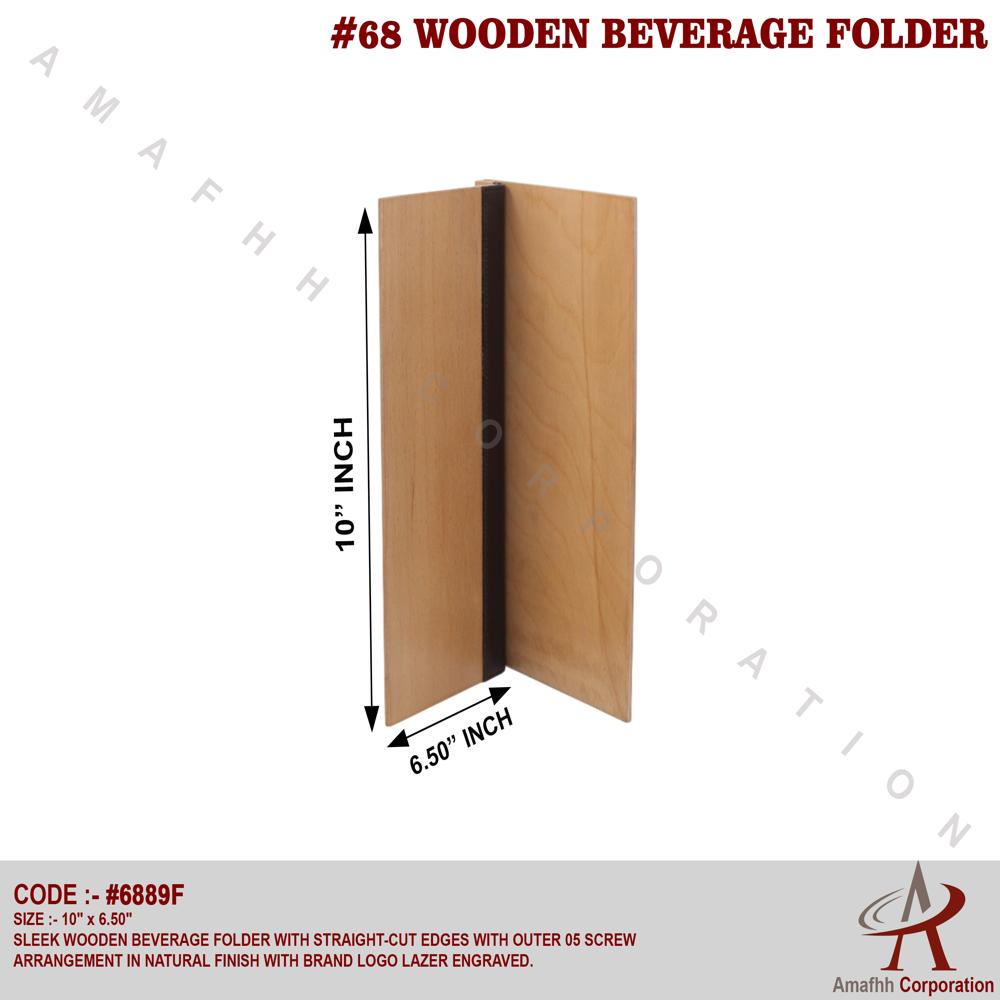 Wooden Beverage Folder - Size: 10"x6.50"