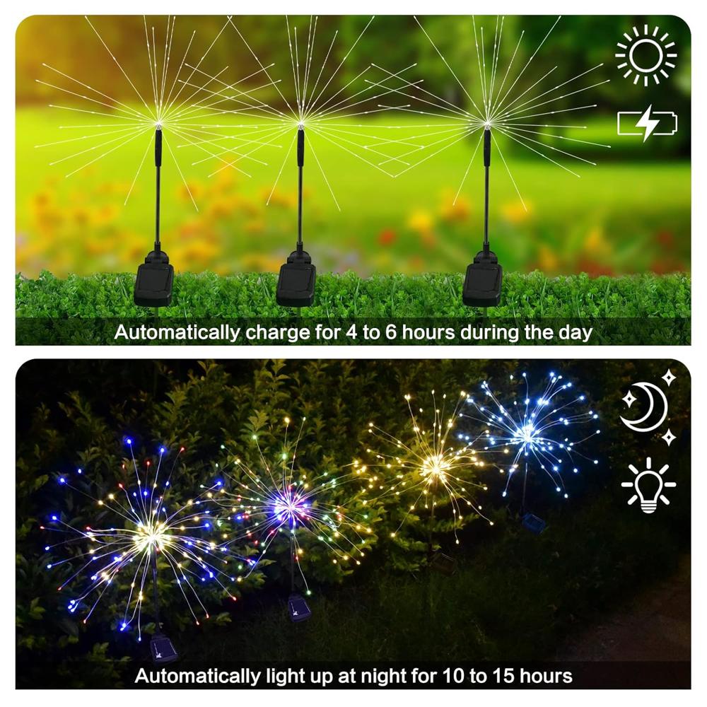 Solar Fireworks Light 120 LED Dazzling Outdoor Display